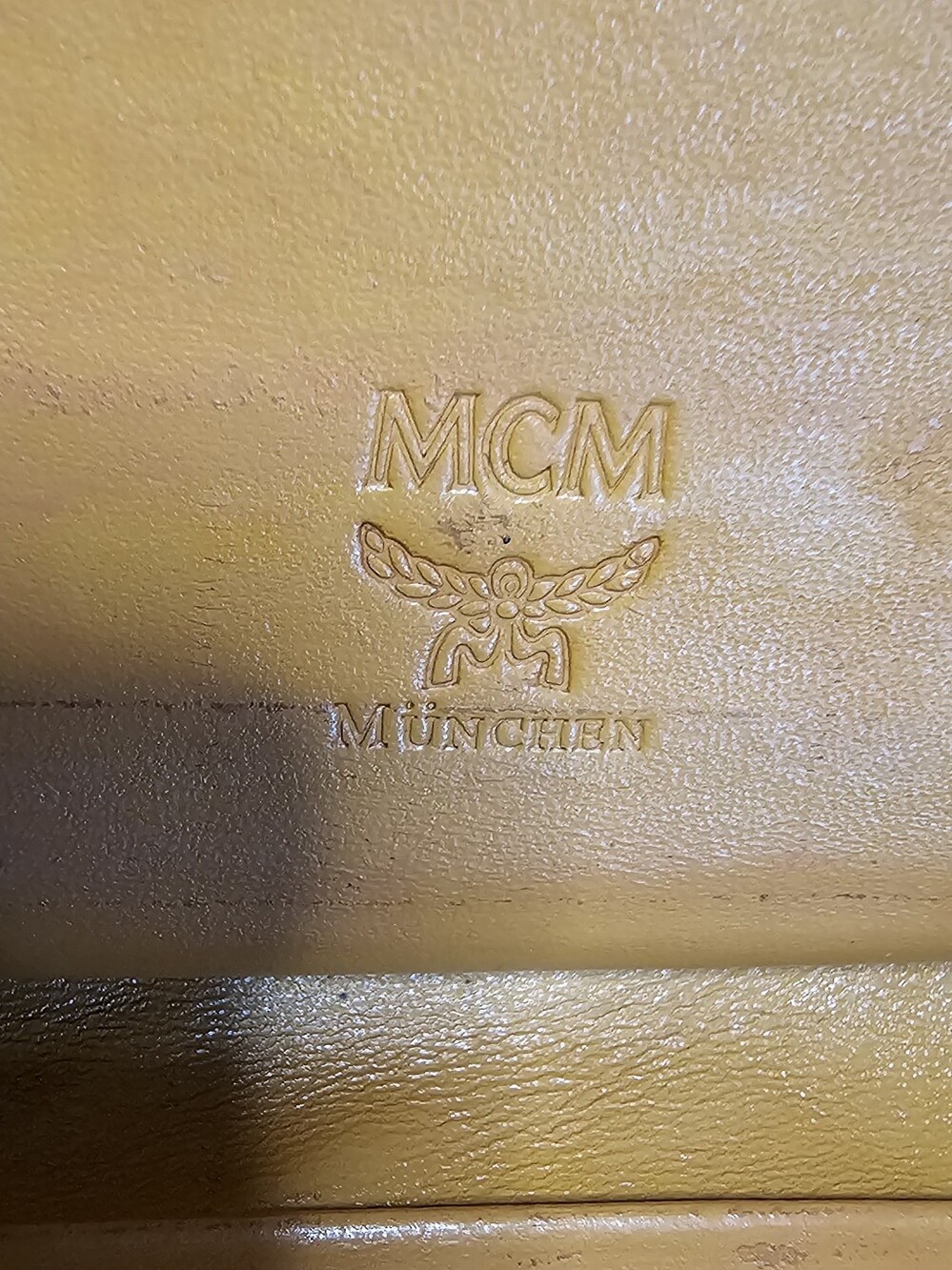 MCM Cognac Logo Wallet with Light Blue and White Stripe - Picture 10 of 16